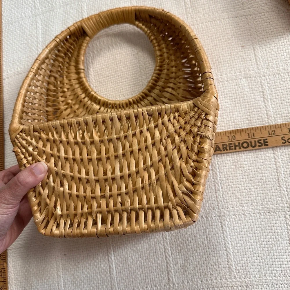 VTG Wicker Rattan Wall Pocket Basket Set Cottagecore Boho Decor